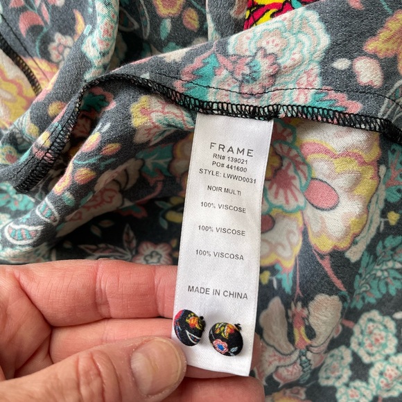 FRAME Floral Panel Wrap Dress, Medium - Picture 9 of 10